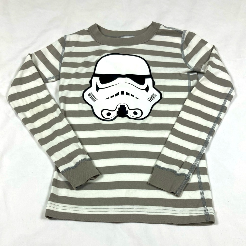 Hanna Andersson Star Wars gray & white striped long sleeve pajama top size 10
